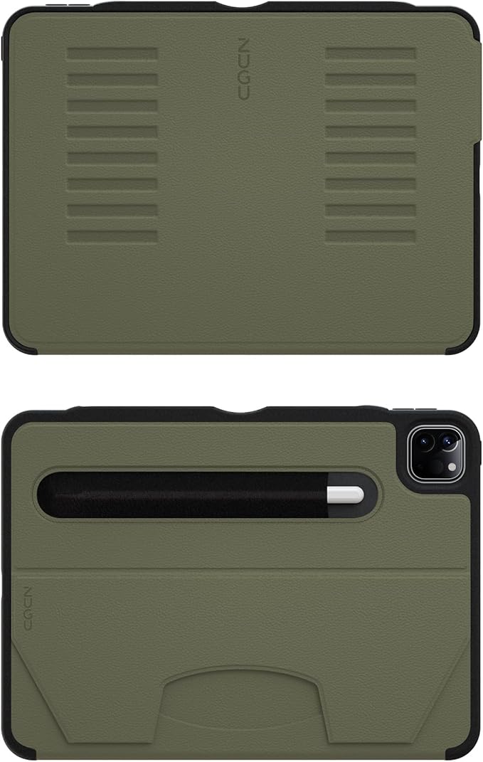 Zugu Case for iPad Pro 11 (M4/M5) 2024/2025, Slim Protective Cover with Apple Pencil Holder, Auto Wake/Sleep, Multiple Viewing Angles, iPad Pro 11 Inch Cover, Phone Protector, Olive Green
