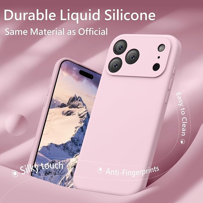 FireNova Magnetic for iPhone 17 Pro Case, Compatible with MagSafe, [Integrated Silicone Camera Control Button] [Camera Protection] Anti-Scratch Microfiber Lining Phone Case, 6.3", Chalk Pink