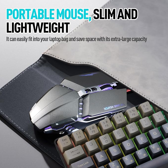 Guiheng Wired 60% Gaming Keyboard and Mouse Combo, Ultra-Compact 61 Keys RGB Backlit Mini Keyboard, Lightweight 3200 DPI Optical, Wired Gaming Set for Windows,PC, MAC PS5 Xbox Gamer(Gradient Grey)