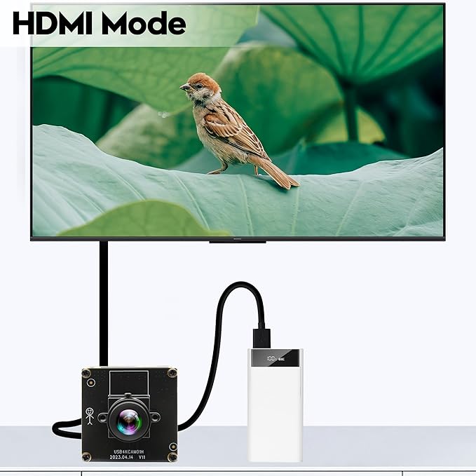 HDMI USB Camera 4K USB Camera Module with Fisheye Lens 2X Digital Zoom Simultaneously Output PC Camera UVC USB2.0 Lightburn USB Camera for Raspberry Pi Jetson Nano