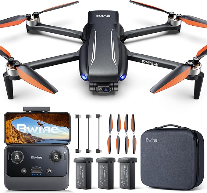 Bwine F7MINI 4K Video 8K Photo Drones with Camera for Adults, 3-Axis Gimbal EIS, 96Mins, 249g FAA-exempt, Over 6KM Transmission, Al GPS Smart Return, Follow, Waypoint, Orbit Fly, Better for Beginner