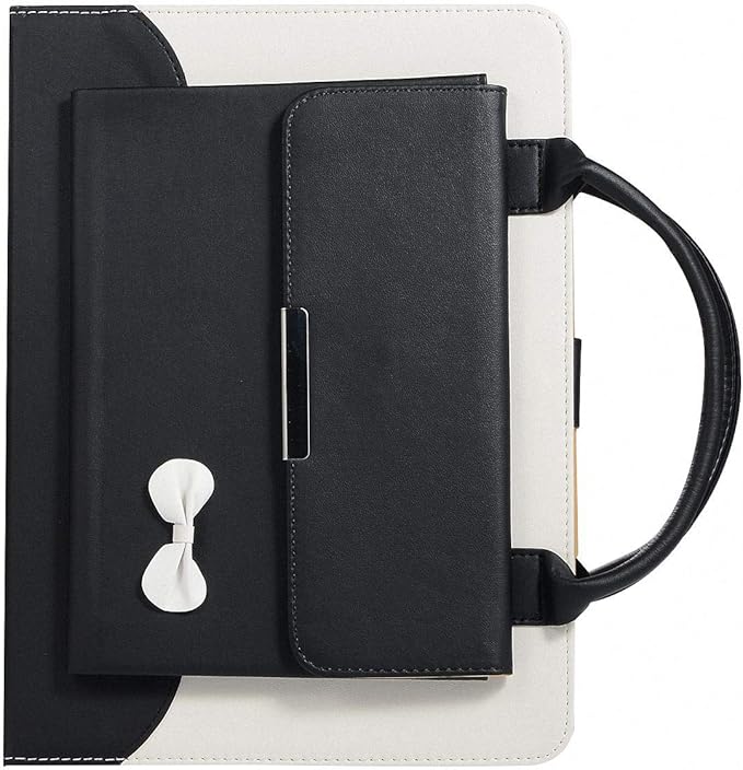 Handbag Case for iPad mini 7.9" Series (Mini 1/2/3/4/5 Generation), Techcircle Cute Bowknot Pocket [Magnetic Closure] Wallet Folio Stand Double Handle PU Leather Carrying Case, Auto Sleep/Wake, Black