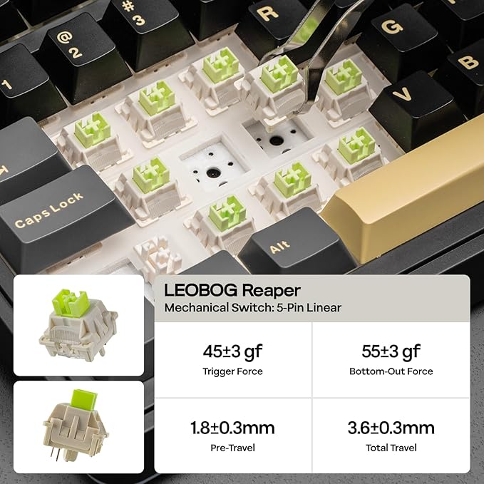 EPOMAKER X Aula EA75 MAX Wireless Gaming Keyboard with Screen & Knob, 5000mAh, Hot-Swap, Lubed Switches, RGB Backlit, Creamy Gasket, 75% Mechanical Keyboard (Black, Reaper Switch)