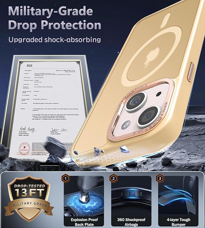 Newfuture Magnetic for iPhone 15 Case [Compatible with Magsafe] [Military Grade Drop Protection] Translucent Matte Anti-Fingerprint Shockproof Phone Case for iPhone 15 6.1 inch, Creamy Yellow