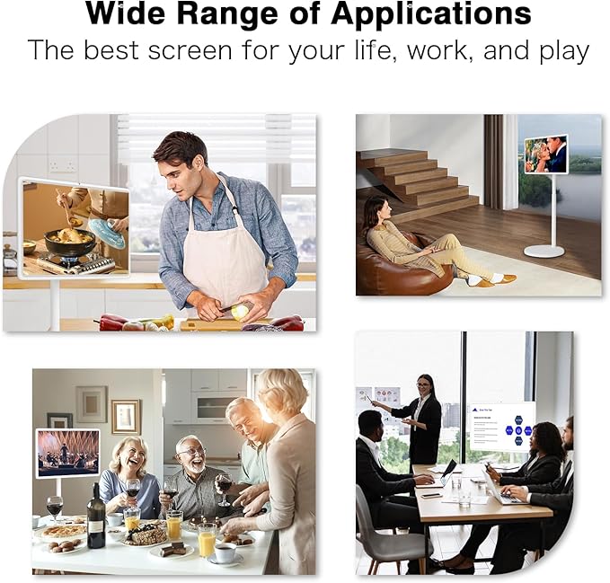 32 Inch Portable Smart TV 4K Touchscreen Display 8GB RAM+128GB Storage Built-in Rechargeable Battery Full Swivel Rotation(4+64G,32 in(4K))