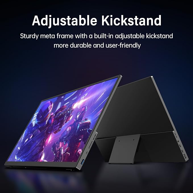 Portable Monitor 18.5 inch 100Hz FHD USB-C HDMI Travel Monitor w/Built-in Kickstand, VESA & Speakers, Eye Care HDR Portable Gaming Monitors