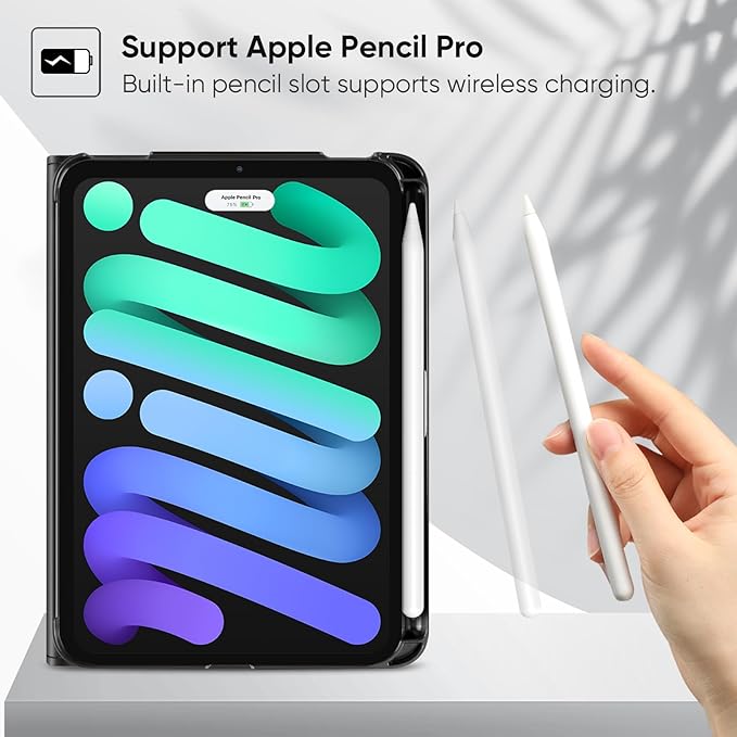 Fintie Folio Case for iPad Mini 7 (A17 Pro, 7th Generation) 2024 / iPad Mini 6 (6th Gen) 8.3 Inch, Multi-Angle Smart Stand Cover with Pencil Holder & Pocket, Auto Sleep/Wake, Composition Book