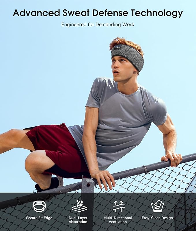 MUSICOZY Sleep Headphones Bluetooth 5.4 Headband, Wireless Earphones Music Sleep Earbuds Sleeping Eye Mask with HD Stereo Speakers for Workout Running Travel Yoga, Ideal Gifts for Men Women