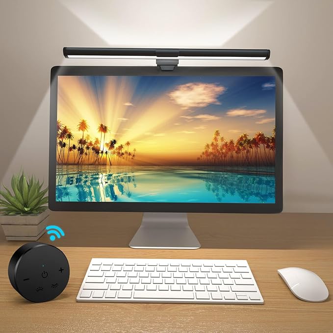 OOWOLF Monitor Light Bar with Remote, Ra95 Computer Monitor Lamp for Eye Caring, USB Reading Lamp Task Lamp, Dimmable Light Bar with Backlight, No Glare Space Saving Home Office 16.14" 1-Pack