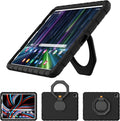 for iPad Pro 12.9 Case 3rd 4th 5th 6th Generation with Pencil Holder & 360° Rotating Handle Stand, New Cute Rugged Cover for iPad Pro 12.9 inch 2022/2021/2020/2018 - Black