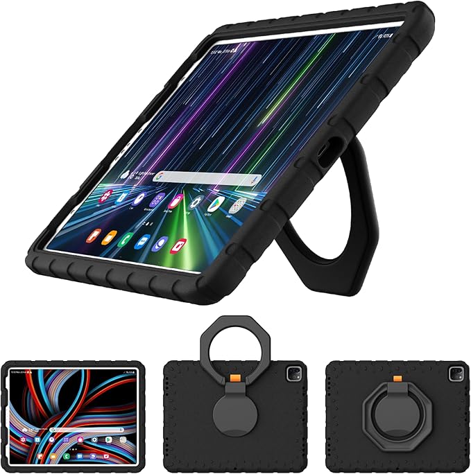 for iPad Pro 12.9 Case 3rd 4th 5th 6th Generation with Pencil Holder & 360° Rotating Handle Stand, New Cute Rugged Cover for iPad Pro 12.9 inch 2022/2021/2020/2018 - Black