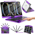 TSQQST Clear Wireless Keyboard Case for iPad Pro 11 Inch (M5/M4) 2025/2024 with Pencil Holder & Multi-Touch Trackpad, Visible PCB, 3-Brightness & 7-Color Backlight, 360° Rotating Stand, Purple