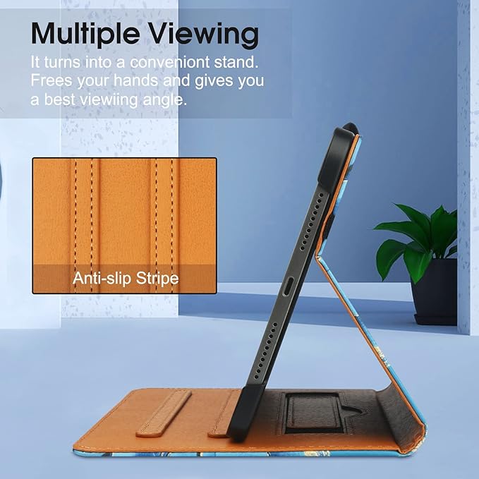 iPad mini 6th Generation Case 8.3 Inch 2021, Premium PU Leather Folio Stand Smart Protective Cover, Multi-Viewing Angles and Auto Wake & Sleep Function for iPad mini 6th Gen（Blue Marble