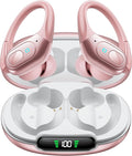 occiam Active Noise Cancelling Earbuds Wireless Bluetooth Headphones Ear Buds 90Hrs Playback Stereo Bass Earphones with Mic Over-Ear Hooks IPX7 Waterproof Headset for Work Sports (Rose Gold)
