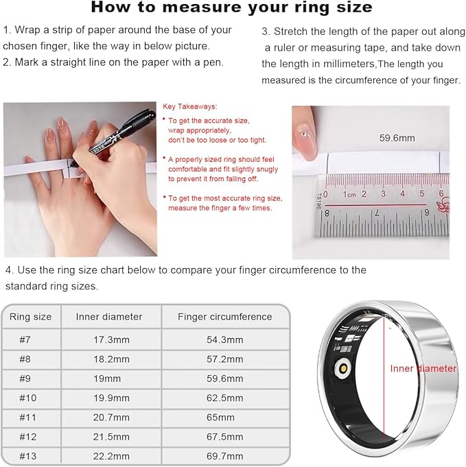 Smart Health Ring for Women Men Fitness Tracker with Heart Rate, Blood Oxygen, HRV, Sleep Monitoring, Step Counting, IP68 for iPhone and Android, No Subscription Fee (Royal Gold, 11#)