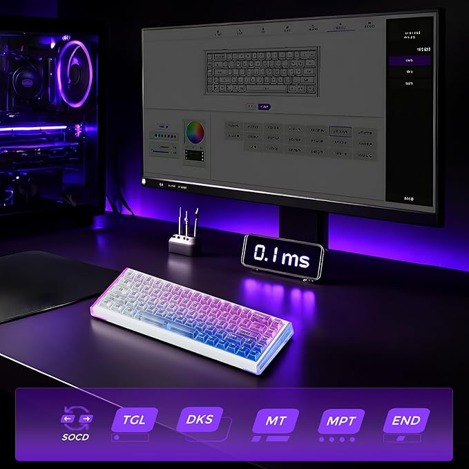 DAREU COOL68 60% Wired Gaming Keyboard, Rapid Trigger Magnetic Switch Keyboard with 8000Hz Polling Rate, Adjustable Actuation, 0.1ms Latency, Gasket Mount, Hot swappable, RGB Light