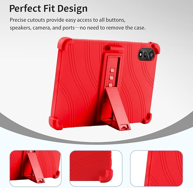 for Nexall N90 Tablet Case 12Inch, Shockproof Four Corner Airbag Protection,Soft Silicone Edge Cover with Built-in Stand,Heavy Duty Protective Sleeve for Nexall N90,Red
