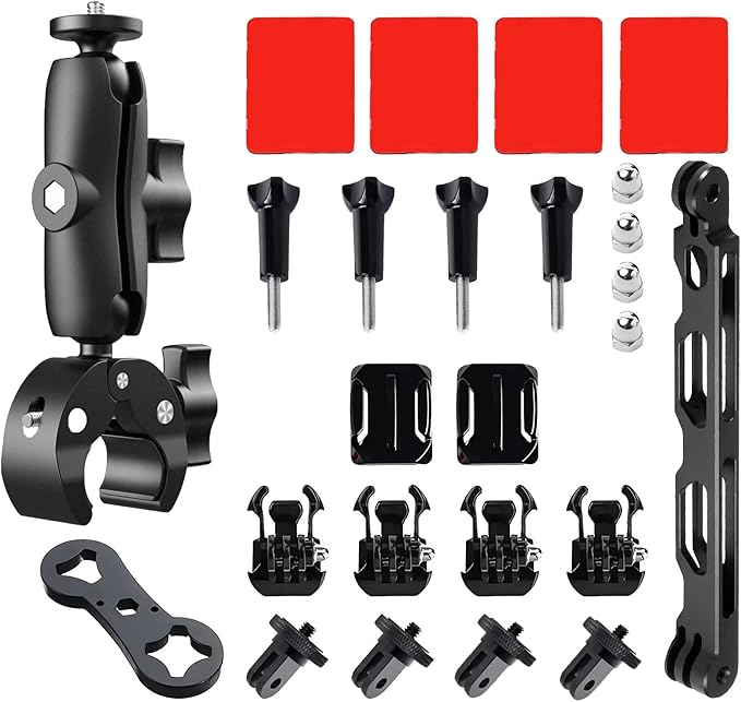 Reflex Camera 23 in 1 Motorcycle Action Camera Accessories Kit Compatible with GoPro Hero 13 and Hero 9-12, DJI Osmo Action 2, 3, 4, Pro 5, Insta360 Ace Pro/Ace Pro 2 Akaso and Other Sports Cameras