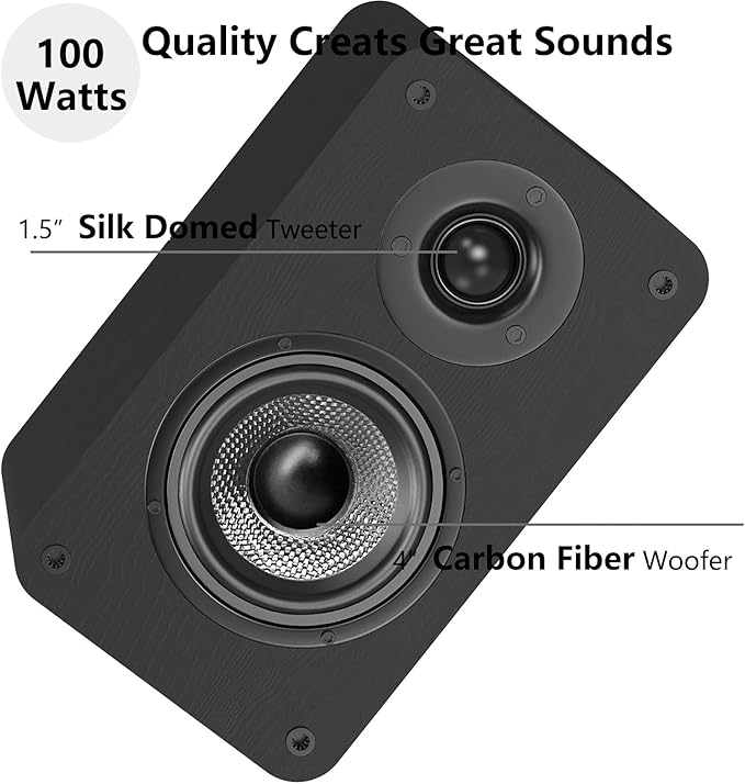 LONPOO Powered Bookshelf Speakers - Wireless 100W RMS Bluetooth with eARC - Powerful Home Music System - Home Theater Systems, Studio Monitors