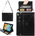 Handbag Case for iPad mini 7 2024 8.3" / Mini 6 2021, Techcircle Folio Stand PU Leather Crossbody iPad mini Cover with Hand Strap+Shoulder Strap, Multi-Card Slots Envelope Pocket Wallet Case, Black