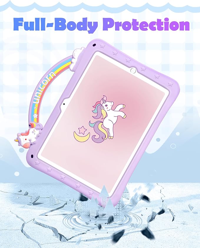 Wazzasoft for Samsung Galaxy Tab A9 Plus Case 11" - Girls Cute Girly Cartoon Kawaii Pretty Purple Unique Design Silicone Cover with Rotating Stand & Strap Women Funda for Samsung A9 Plus Tablet Case