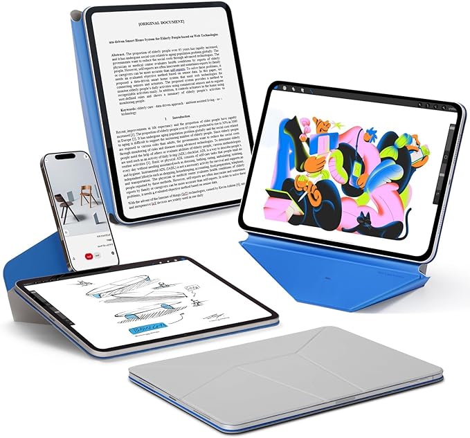 MOFT Dynamic Folio Case for iPad Pro 12.9" (6th 2022 | 5th 2021 | 4th 2020), Slim Magnetic Stand Case with 20+ Viewing Angles, Auto Wake/Sleep, Ultra Thin, Cement x Sapphire