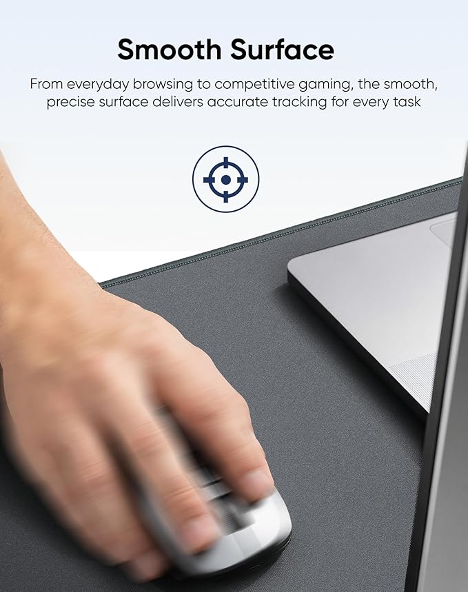 Reniteco Waterproof Large Gaming Mouse Pad with Durable Stitched Edges, Non-Slip Rubber Base, Grainy Jacquard Mouse Mat Desk Pad for Home Office Gaming, 31.5''x11.8''x0.12'', Matte Gray