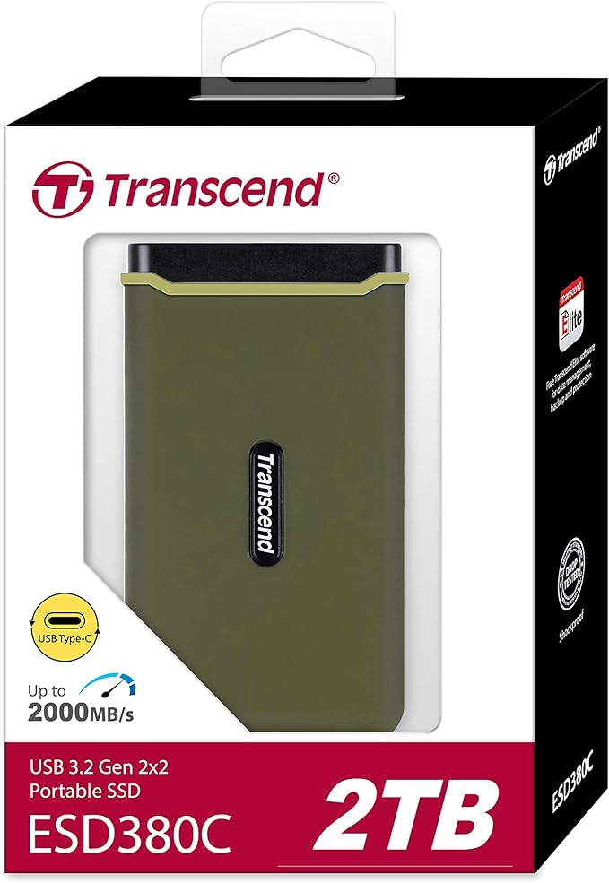 Transcend 2TB External SSD, Up to 2000MB/s, Portable Hard Drive for Steam Deck/iPhone/iPad/Mac/Windows/Android/Tablets/PS5/PS4/Xbox/Smart TV, USB 3.2 Gen 2 (20Gbps) USB-C Cable Portable SSD