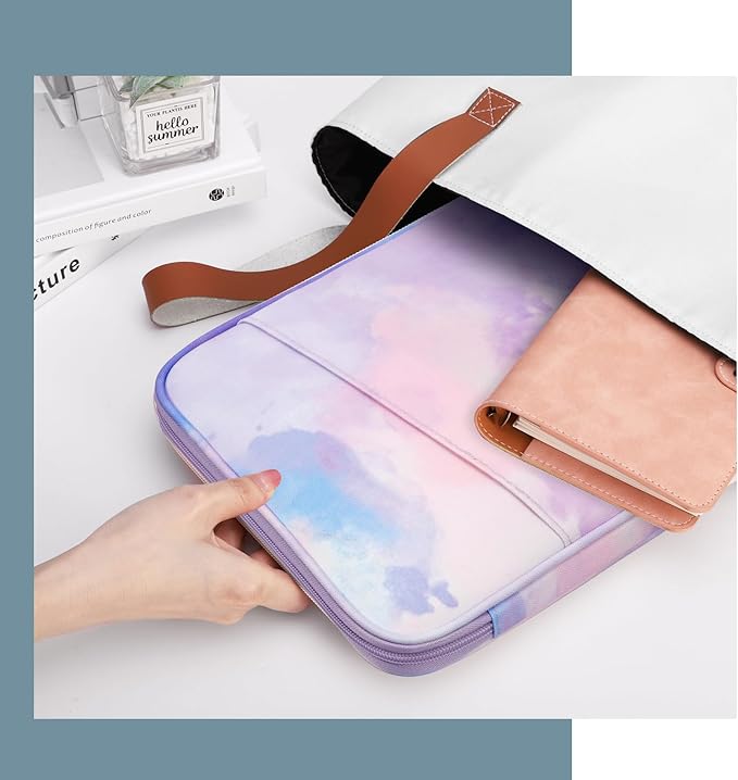 TiMOVO 13 Inch Tablet Sleeve with Pocket for iPad Air 13" M3 2025, iPad Pro 13"/12.9", Galaxy Tab S9/S10 Plus/S9 FE+ 12.4", Remarkable Paper Pro 11.8", Watercolor Purple