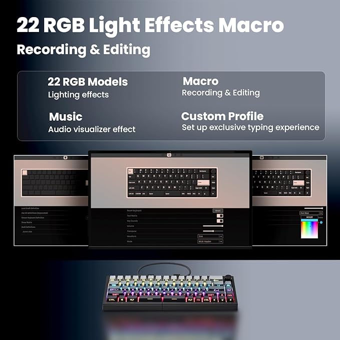 ZORNHER ST68 Ergonomic Split Keyboard,65% Wireless Gaming Keyboard with Knob,65% Black Hot-Swappable Mechanical Keyboards for Win/Mac,Linear Switches,RGB Backlit
