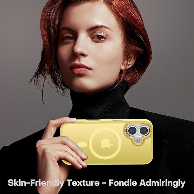 Newfuture Designed for iPhone 16 Case with Magnetic [13 FT Military Drop Protection] [Compatible with Magsafe] Slim Translucent Matte Shockproof with Anti-Fingerprint Phone Case, Yellow