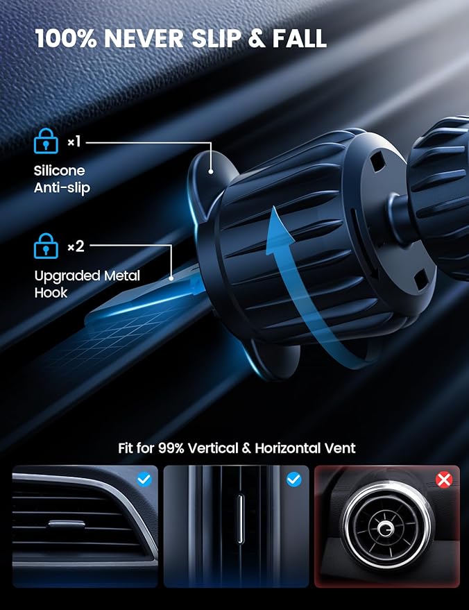 Lamicall 15W for MagSafe Car Mount Charger - [20X Strong Magnets] Wireless Car Phone Holder Charger, Magnetic Phone Holders for Car Vent Dash Accessories for Women Men for iPhone 17 Pro Max Black