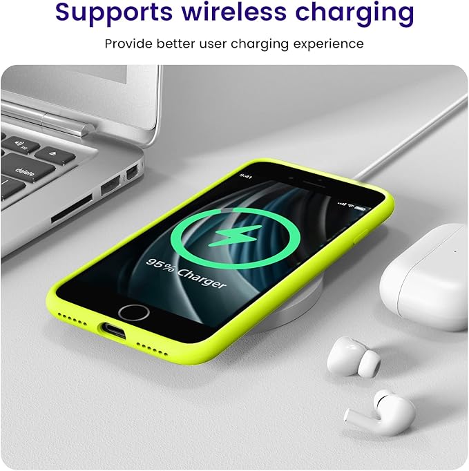 OTOFLY for iPhone SE Case 2022/2020,iPhone 8/7 [Shockproof Silicone] [Military Grade Drop Tested] [Anti-Fingerprint & Anti-Slip] Phone Case for 4.7 Inch- Fluorescent Yellow
