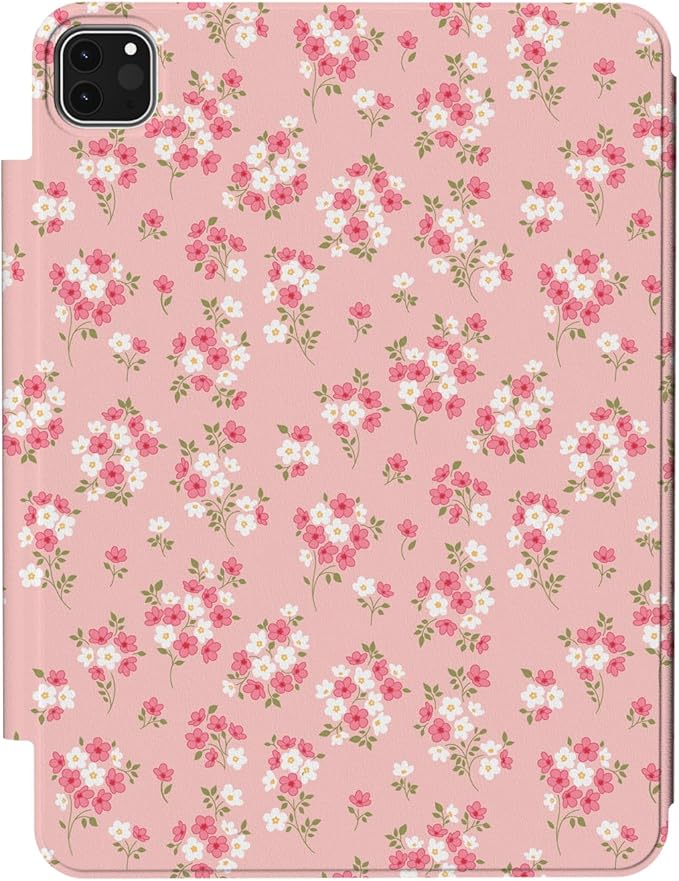 Case for iPad Air 13 Inch M3 (2025)/ M2 (2024) Chip, iPad Pro 12.9” 6th/5th/4th/3rd Generation Case, Origami Trifold Multi-Angle Stand, Magnetic Flap, Full-Protection Cover, Pink Ditsy Floral