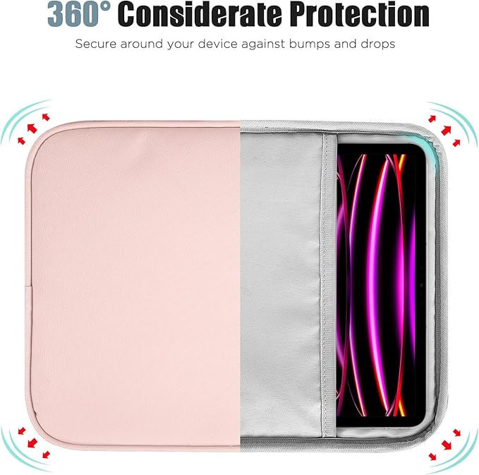 TiMOVO 13 Inch Tablet Sleeve with Pocket for iPad Air 13" M3 2025, iPad Pro 13"/12.9", Galaxy Tab S9/S10 Plus/S9 FE+ 12.4", Remarkable Paper Pro 11.8", Pink