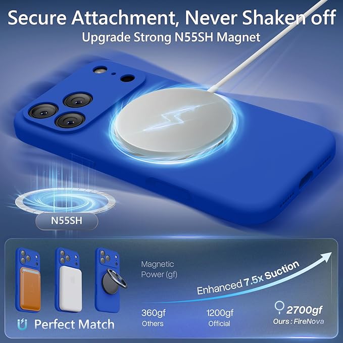 FireNova Magnetic for iPhone 17 Pro Max Case, Compatible with MagSafe, [Integrated Silicone Camera Control Button] [Camera Protection] Anti-Scratch Microfiber Lining Phone Case, 6.9", Klein Blue