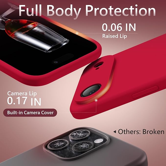 FireNova Magnetic for iPhone Air Case, Compatible with MagSafe, [Integrated Silicone Camera Control Button] [Camera Protection] Microfiber Lining Phone Case for iPhone 17 Air, 6.5", Deep Red