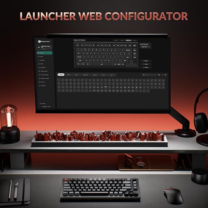 Keychron V1 Ultra 8K Polling Rate Wireless (2.4 GHz & Bluetooth) ZMK Customizable Mechanical Keyboard with Hot-swappable Switches 660-Hr Battery PBT Keycaps for Mac Windows Linux