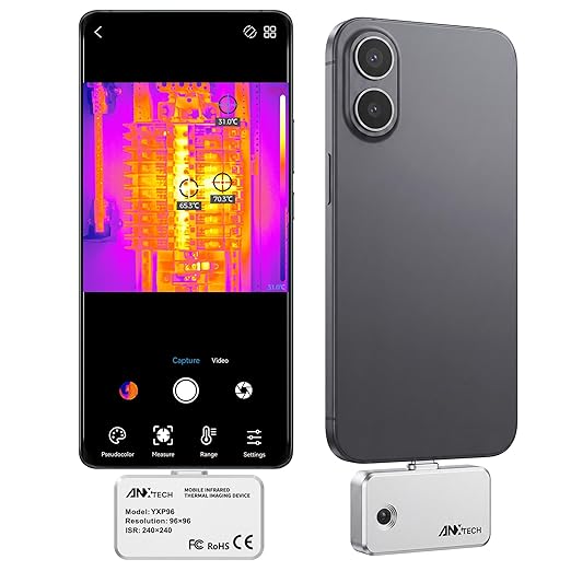 USB-C Thermal Imaging Camera for Android, Plug-and-Play Infrared Imager, TISR 240×240 & 25Hz Smooth Scan, -4°F to 1022°F, Pocket-Sized Tool for Water Leak Detection, HVAC, Electrical & DIY Inspection