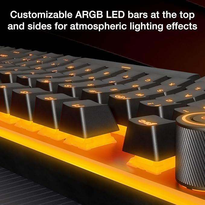 be quiet! Light Mount Mechanical Keyboard | Linear | Hot-Swappable Lubricated Silent Switches | 3D Media Wheel | ARGB Keyboard | Quality PBT Double-Shot Keycaps | Programmable | BT003US