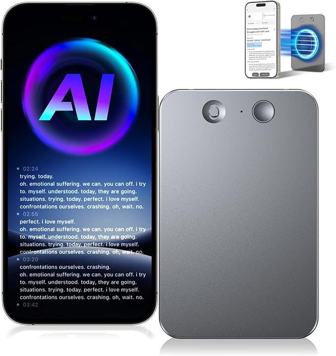AI Voice Recorder with Transcribe,Mind Mapping & AI Summary,Supports 118+ Languages,APP Control,Compatible with GPT-5 Compatible,64GB Audio Recorder for Lectures,Phone Calls, Meetings,Interviews
