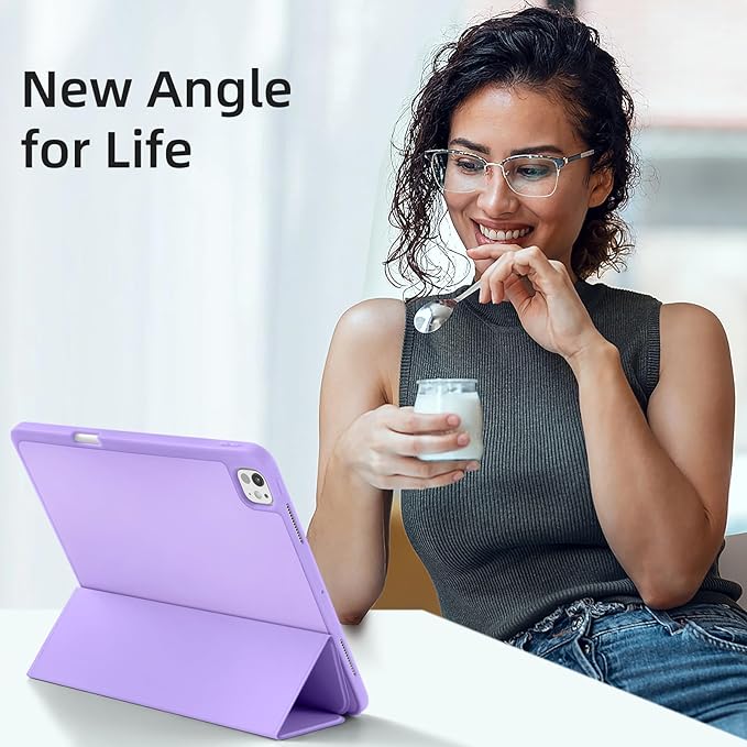 Akkerds Compatible with iPad Pro 13 Inch Case (M5/M4) 2025/2024, for iPad 13 Pro Case with Pencil Holder, Slim Trifold Stand Protective Cover with Soft TPU Back, Auto Wake/Sleep, Lavender