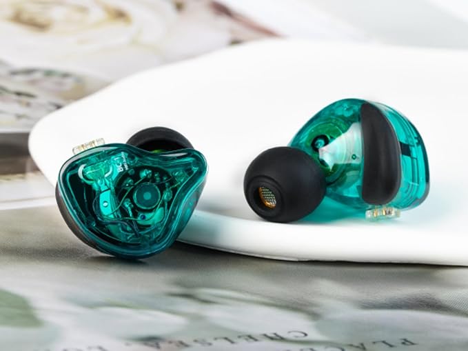 CCZ Melody inear Earphones Wired Gaming Earbuds 1DD 1BA Hybrid Drivers in-Ear Headphones iem Earbuds HIFI Bass with Ear fins, 4N OFC Cable for Drum, Studio, Editing, pc, Gaming (Green, without mic)