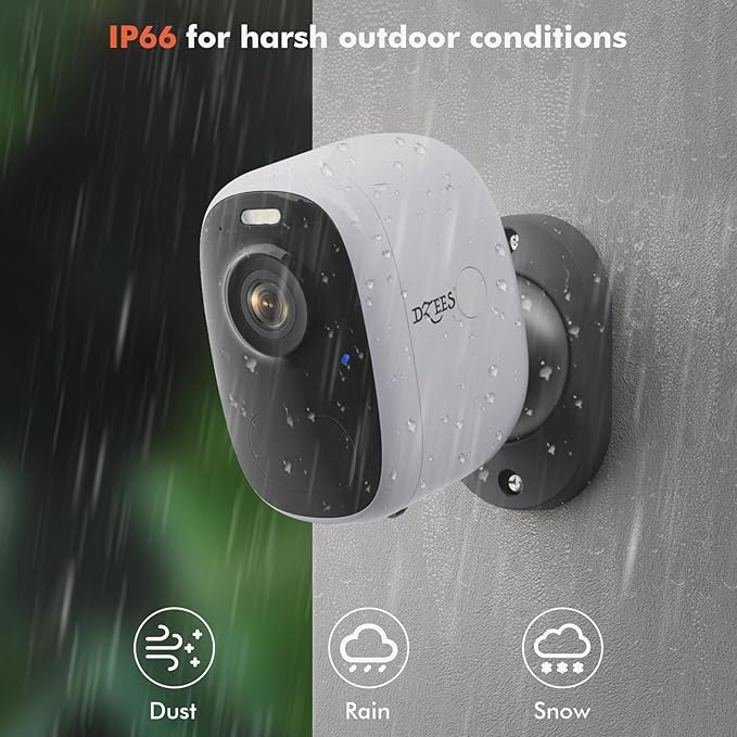 Dzees Wireless Security Camera Outdoor with Magnetic Mount, 4MP Battery Powered Security Cameras Wireless Outdoor for Home Security, AI Motion Detection/2-Way Talk/Color Night Vision/Ip66/Cloud-4-Pack
