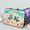 Sea Turtle Laptop Bag 17 Inch Computer Sleeve for Women Men Beach Starfish Padded Notebook Carrying Case with Handle Laptop Cover, Blue