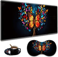Extended Non-Slip Mouse Pad + Mouse Wrist Rest + Lace-Shaped Coaster Set, Ergonomic Design, Suitable for Desk and Home Gaming Table Mat, Colorful Tree Butterfly