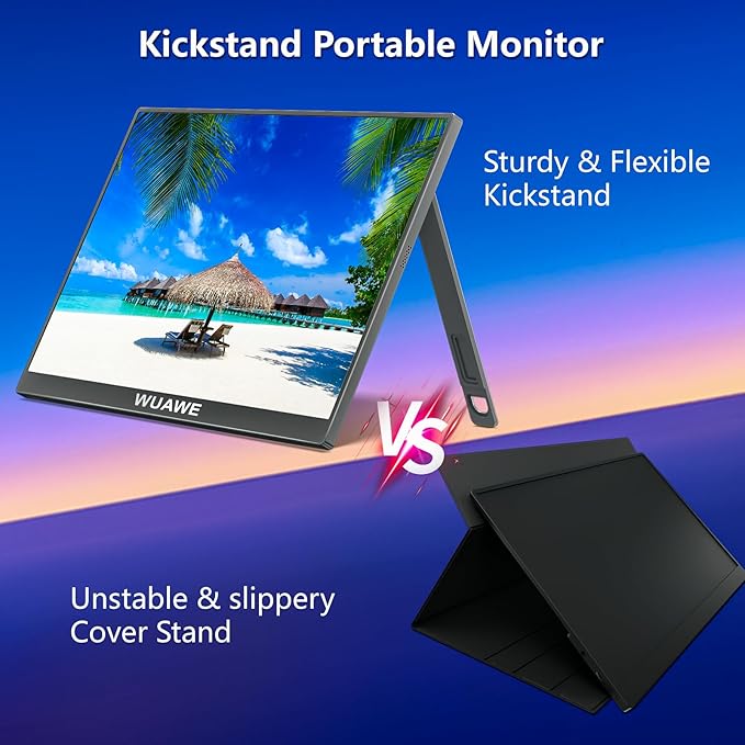 WUAWE 16" Portable Monitor for Laptop, 1920x1200P Plug&Play USB-C HDMI, IPS HDR Freesync Gaming Monitor, External Monitor for PC Mac Phone PS5 Switch(Silver)