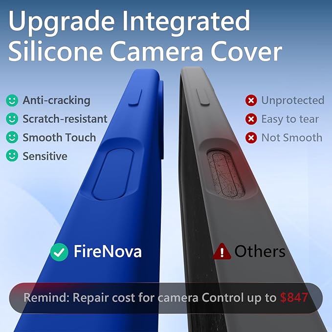 FireNova Magnetic for iPhone 17 Case, Compatible with MagSafe, [Integrated Silicone Camera Control Button] [Camera Protection] Anti-Scratch Microfiber Lining Phone Case, 6.3", Klein Blue