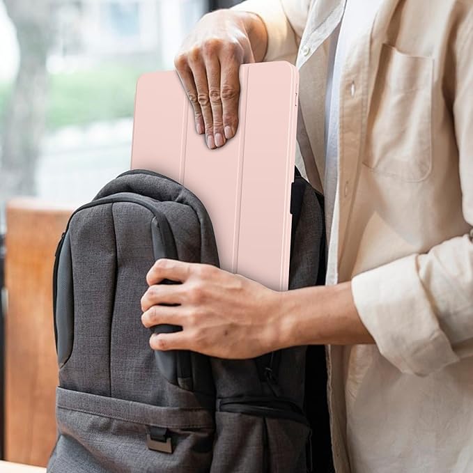 Case for iPad Pro 12.9 Inch 6th/5th/4th/3rd Generation with Pencil Holder, Smart Stand Cover with Soft TPU Back for iPad 12.9 Pro Case (2022/2021/2020/2018), Auto Sleep/Wake, Light Pink