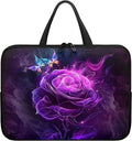 Purple Rose Butterfly Laptop Sleeve 10 Inch, Laptop Tote Bag for Women Girls, Waterproof Computer Tablet Handbag Case with Handle, Carrying Case Laptop Cover for Travel/Business/School